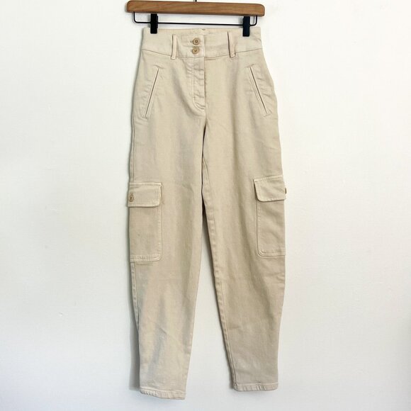 Aritzia WILFRED FREE Cream Cargo Canvas Painter Pants 00 - Picture 1 of 9
